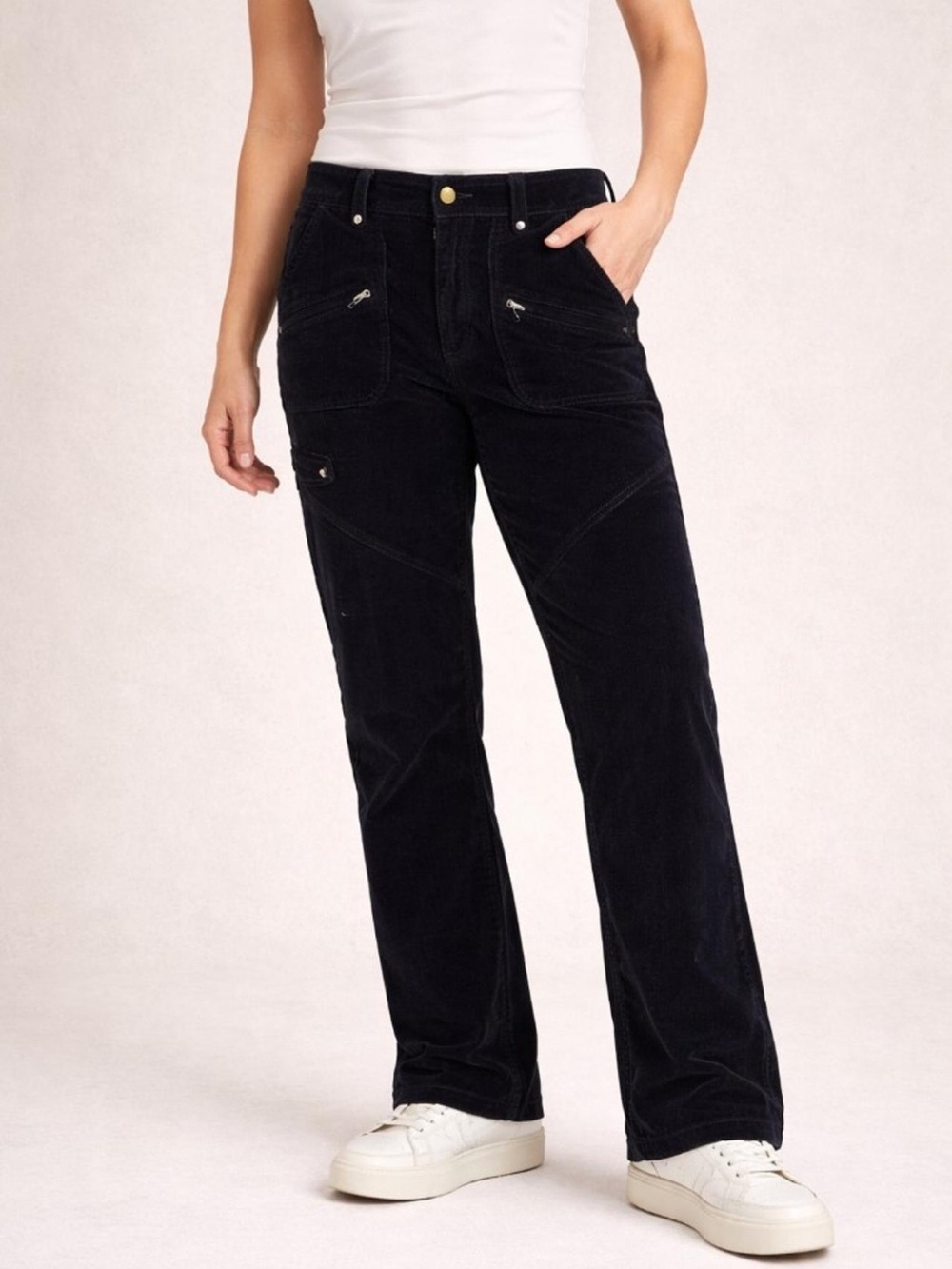 Athleta Corduroy Skater Utility Pants Size 10 black velvet goth bootcut